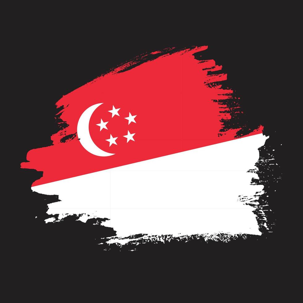 bläck borsta stroke singapore flagga vektor