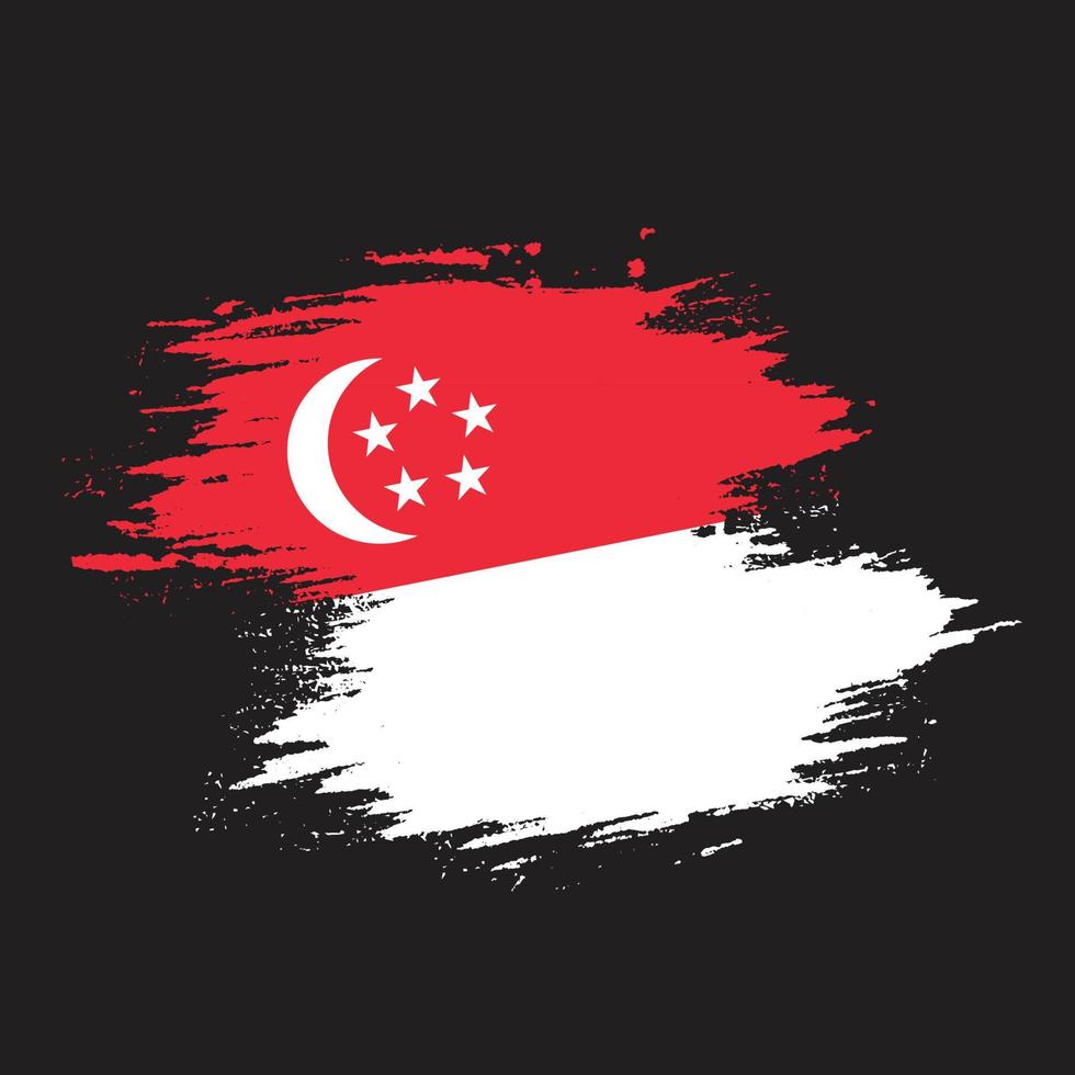 modern borsta stroke ram singapore flagga vektor