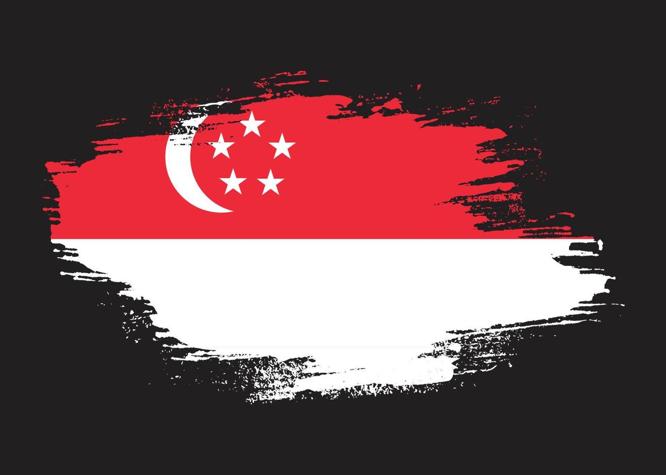 isolierter Pinselstrich Singapur-Flaggenvektor vektor
