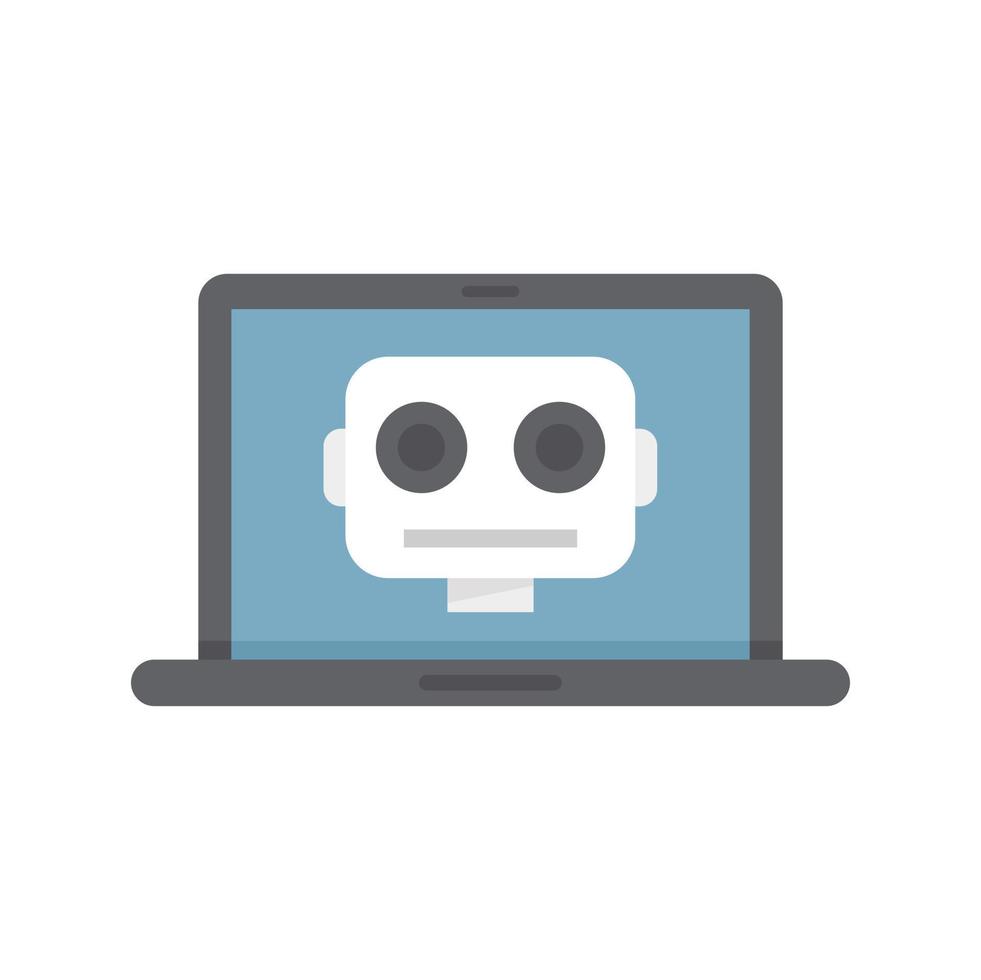 flacher Vektor des Laptop-Robotersymbols. Bot-Chat