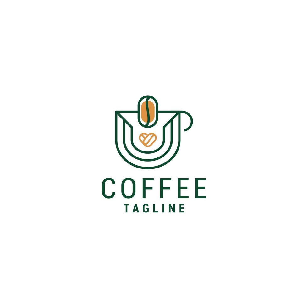 kaffe grön logotyp desing ikon vektor