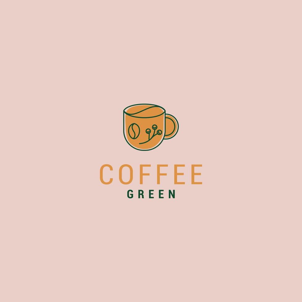 kaffe grön logotyp desing ikon vektor