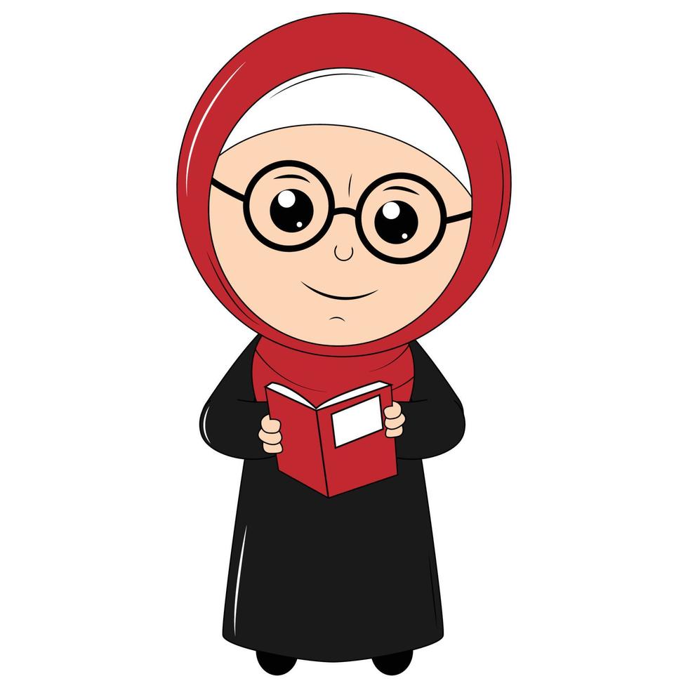 süßer mädchenkarikatur mit hijab vektor