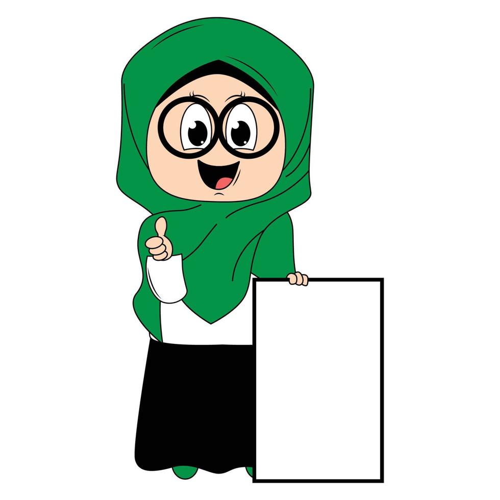 süßer mädchenkarikatur mit hijab vektor