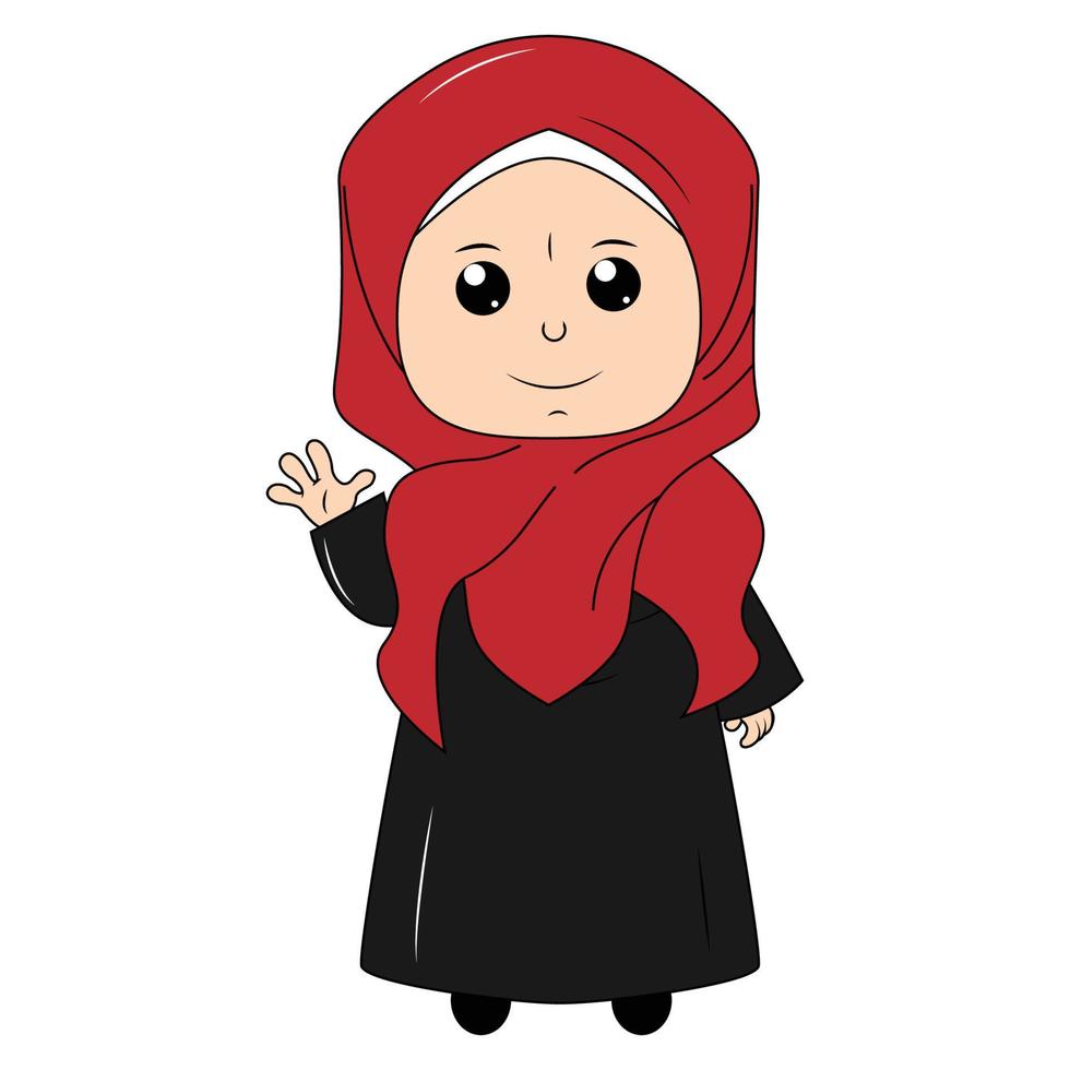 süßer mädchenkarikatur mit hijab vektor