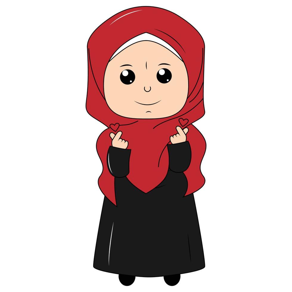 süßer mädchenkarikatur mit hijab vektor