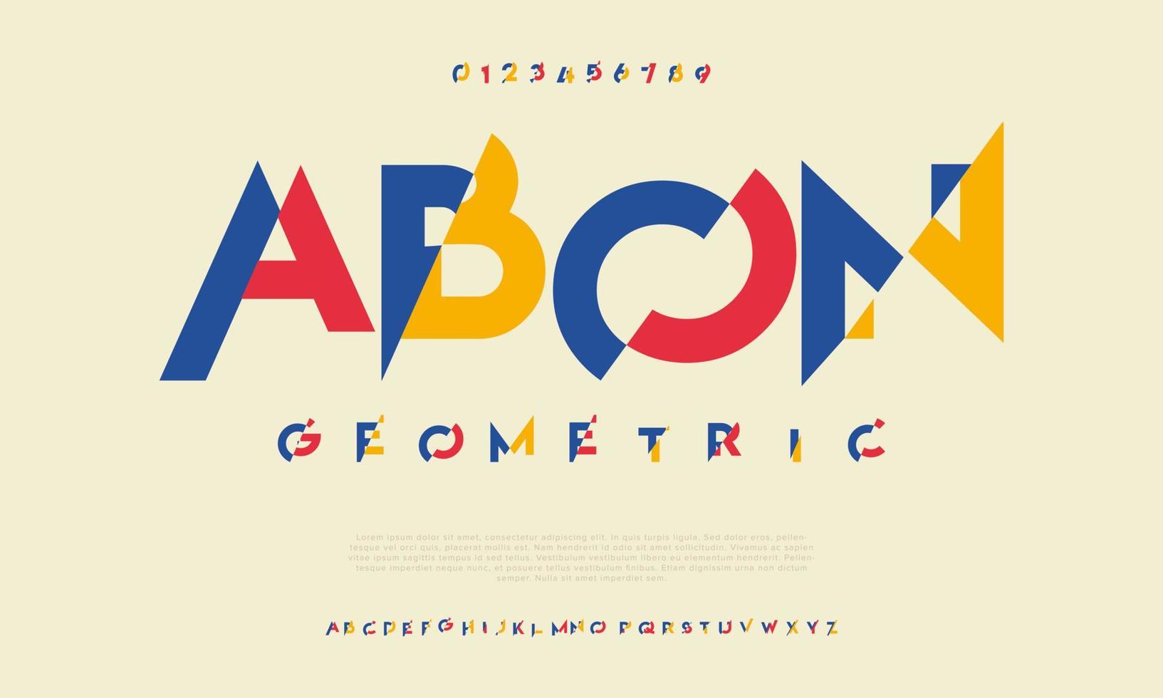 abon einfache bunte geometrische typografie. für spiel, sport, musik, unternehmen, abstrakte vektorillustrationsschriftart vektor