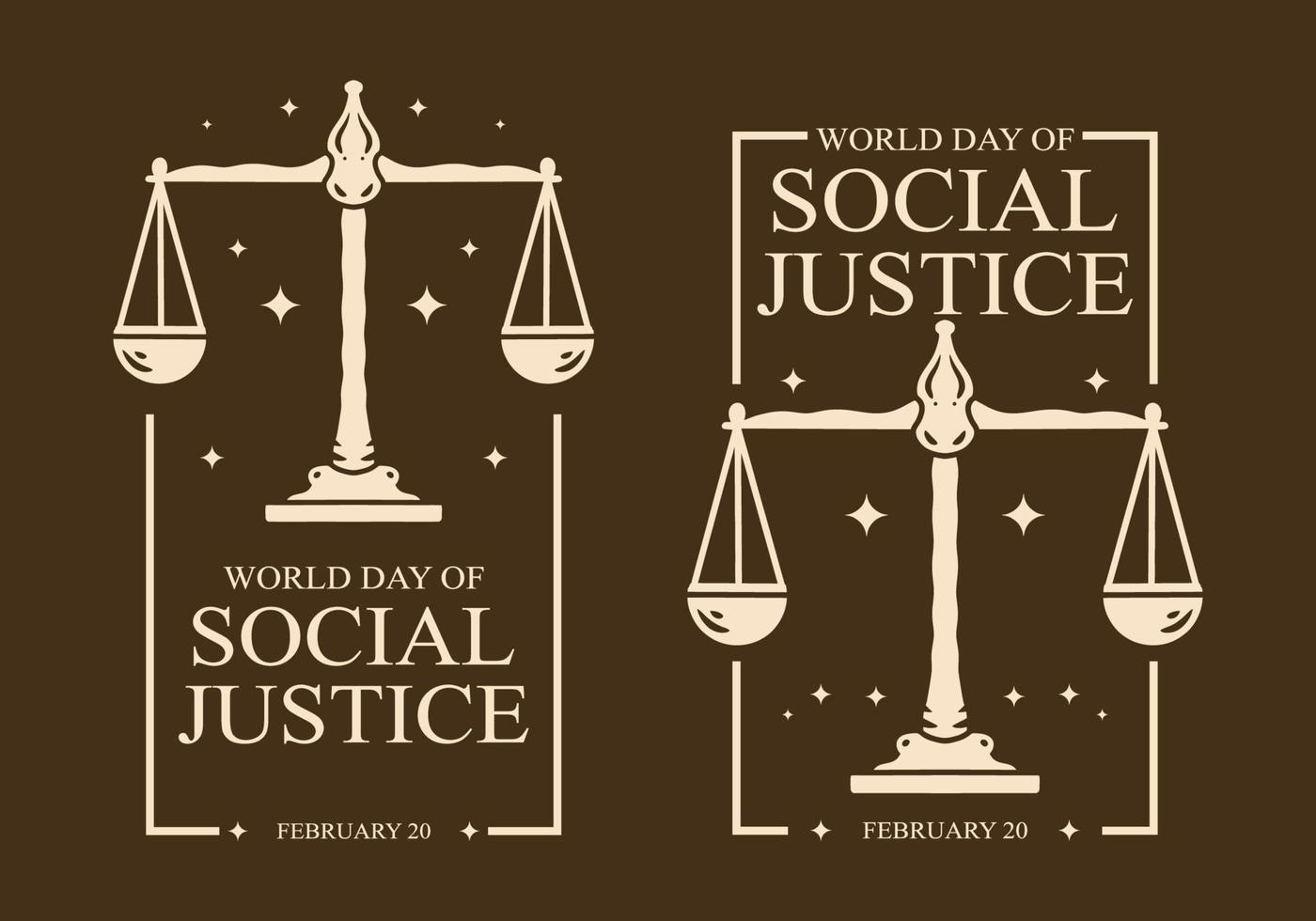 brun Färg av värld dag av social rättvisa baner vektor