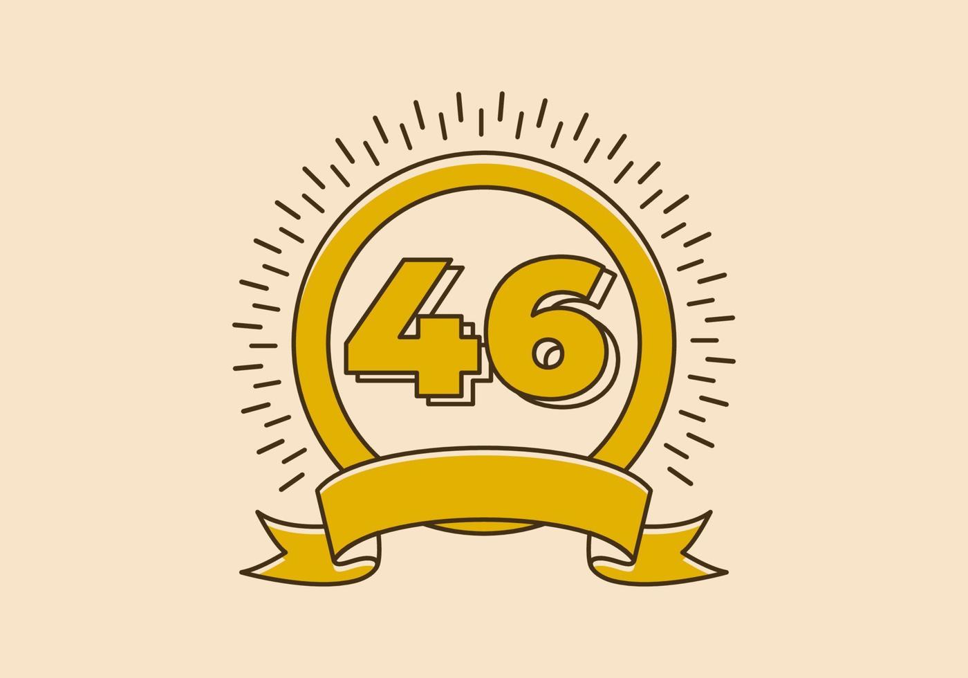 årgång gul cirkel bricka med siffra 46 på den vektor