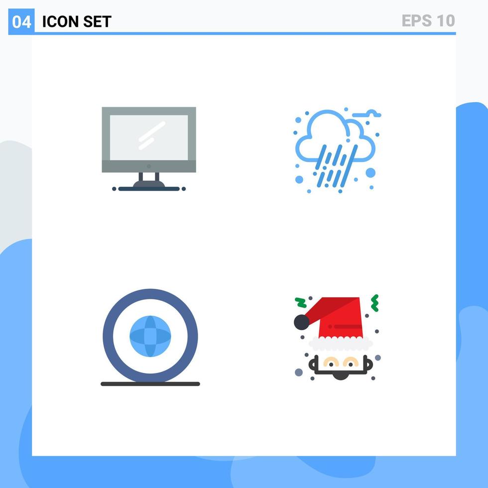 satz von 4 kommerziellen flachen symbolen paket für computer global imac cloud international editierbare vektordesignelemente vektor