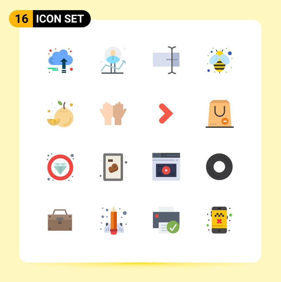 Piktogrammsatz von 16 einfachen flachen Farben von Fruchthoniganalytikfliegeneingang editierbares Paket von kreativen Vektordesignelementen vektor