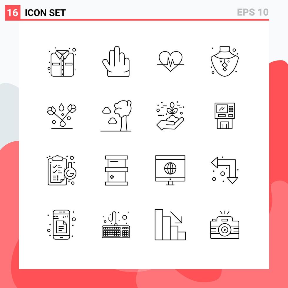 satz von 16 modernen ui symbolen symbole zeichen für tulpe ostern herzschlag dekoration schmuck editierbare vektordesignelemente vektor