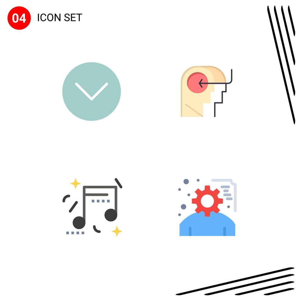4 tematiska vektor platt ikoner och redigerbar symboler av ner lycka multimedia huvud fest redigerbar vektor design element