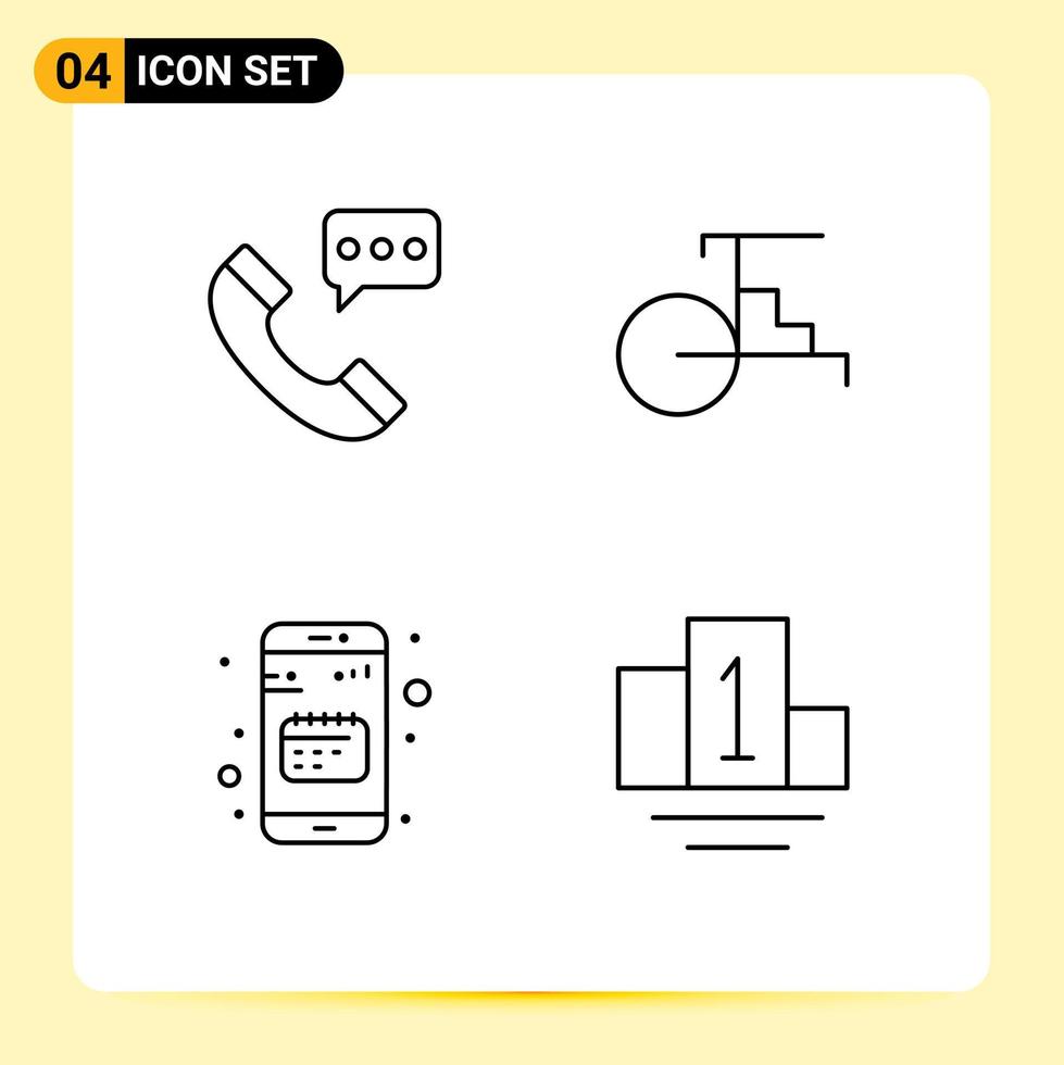 Satz von 4 Vektor-Filledline-Flachfarben auf Raster für Anrufagenda kontaktieren Sie uns Rikscha-Kalender editierbare Vektordesign-Elemente vektor