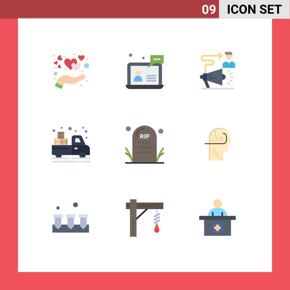 uppsättning av 9 modern ui ikoner symboler tecken för lantbruk lastbil hjälp bärare meddelande redigerbar vektor design element