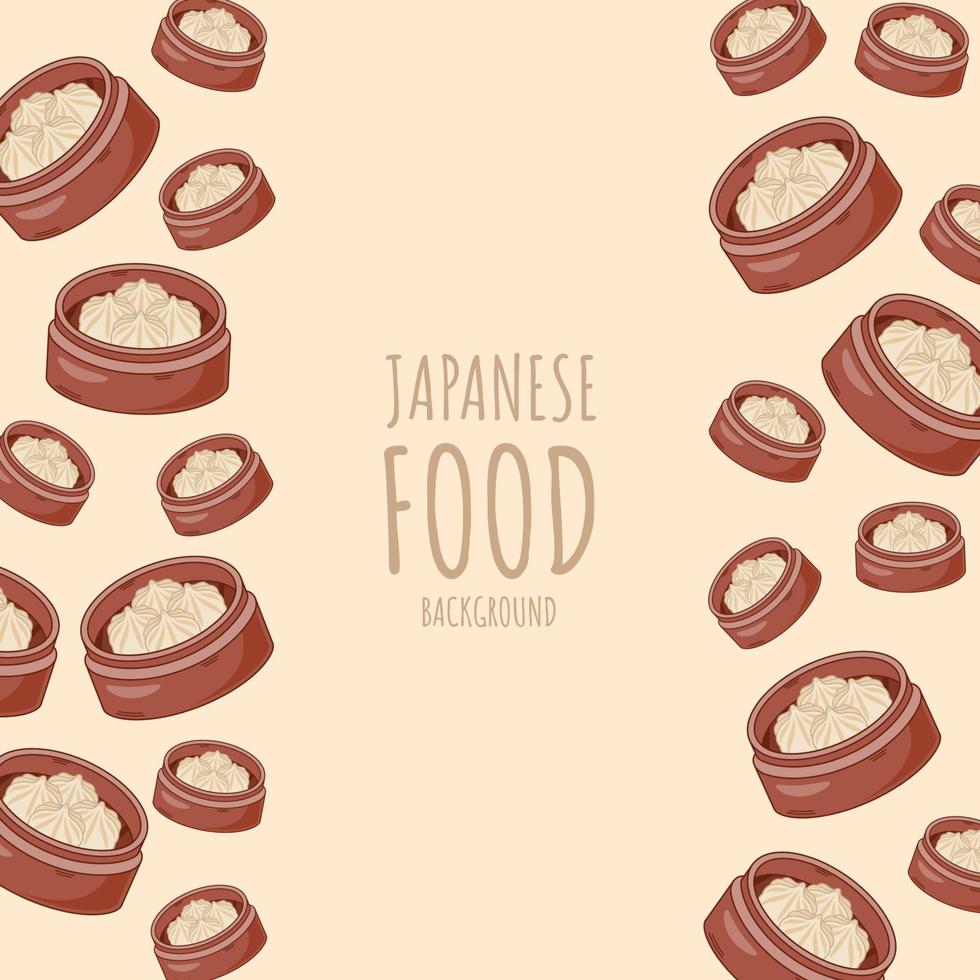 tecknad serie nikuman, japansk mat ram gräns bakgrund vektor