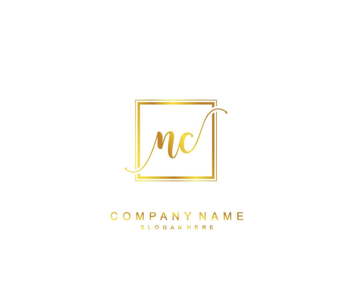 första nc skönhet monogram och elegant logotyp design, handstil logotyp av första signatur, bröllop, mode, blommig och botanisk med kreativ mall. vektor