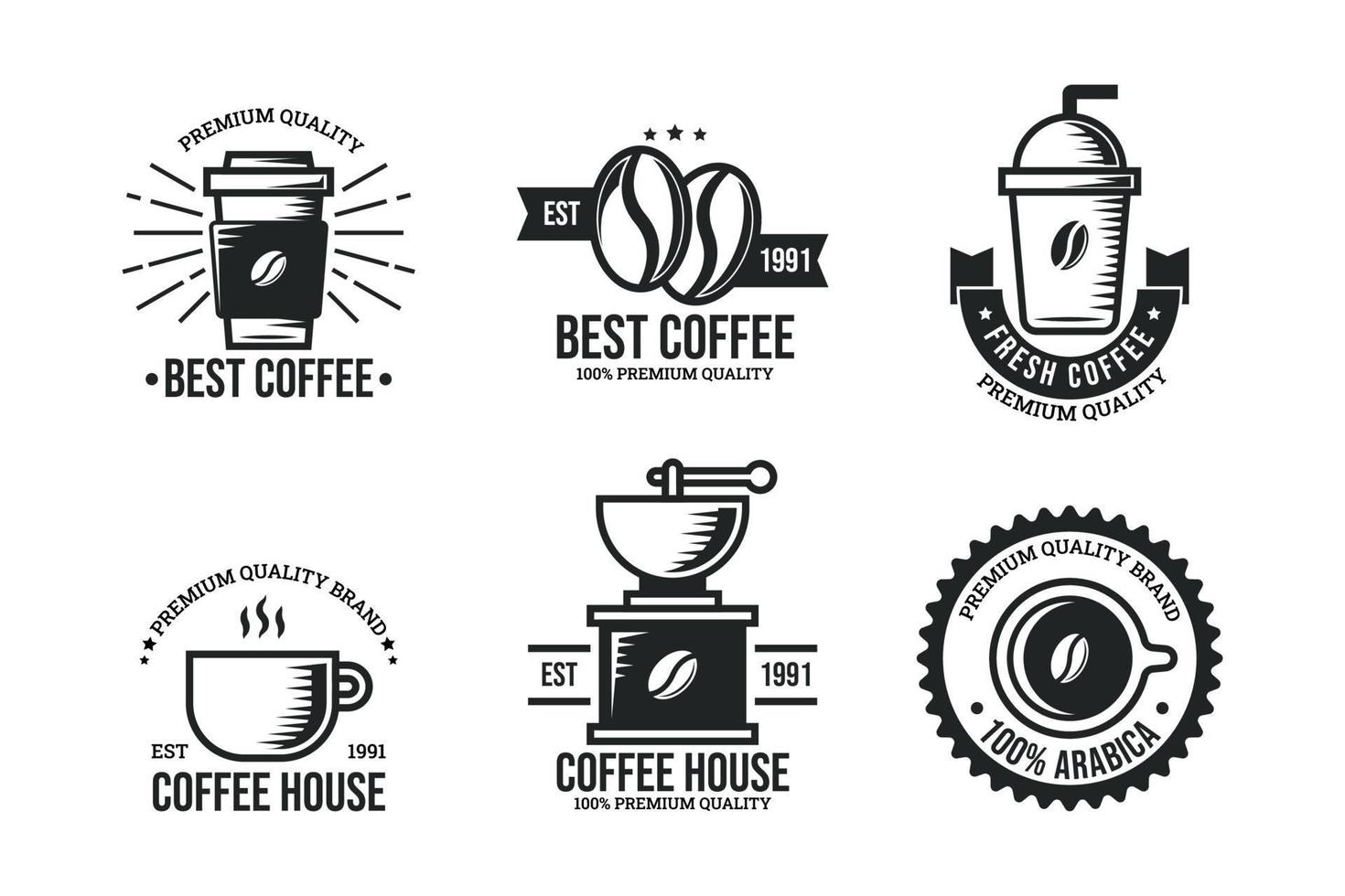 Satz von Vintage-Kaffee-Logo vektor