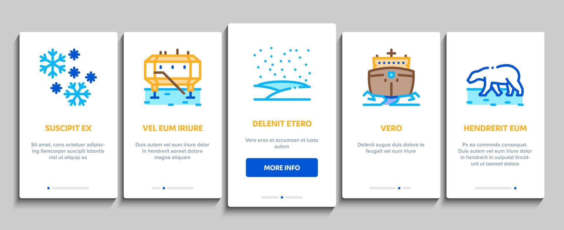 arktisk och antarktisk onboarding element ikoner uppsättning vektor