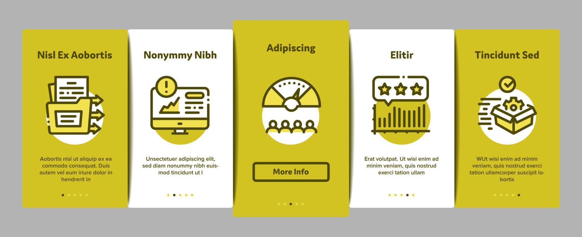 programvara testning och analys onboarding element ikoner uppsättning vektor