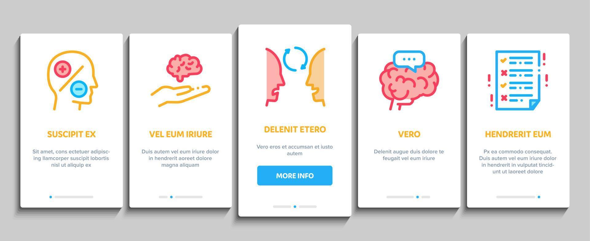 demens hjärna sjukdom onboarding element ikoner uppsättning vektor