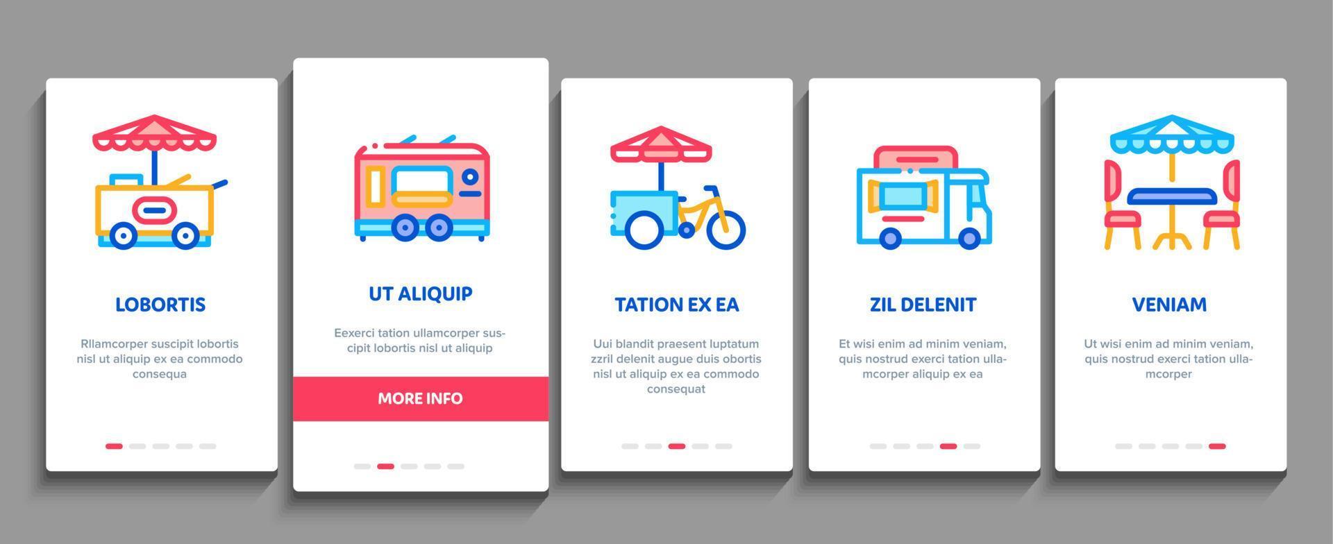 gata mat och dryck onboarding element ikoner uppsättning vektor