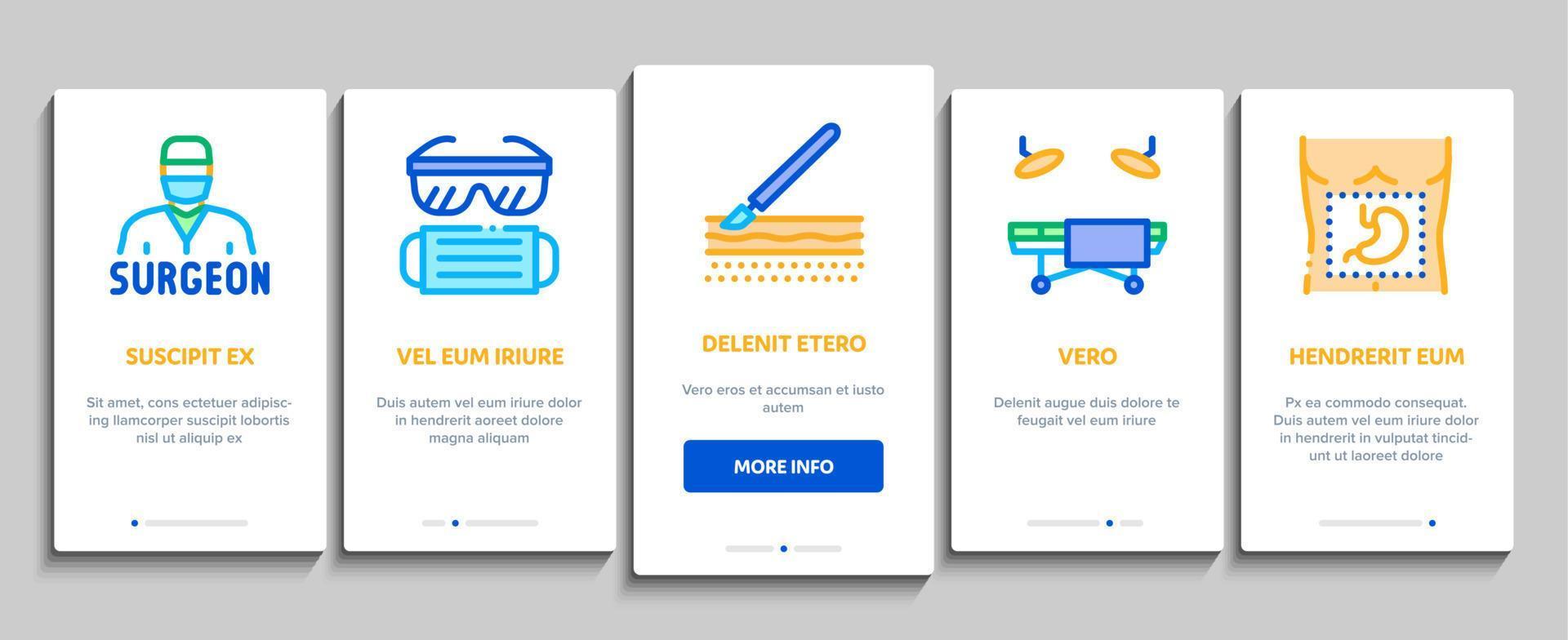 kirurg medicinsk läkare onboarding element ikoner uppsättning vektor