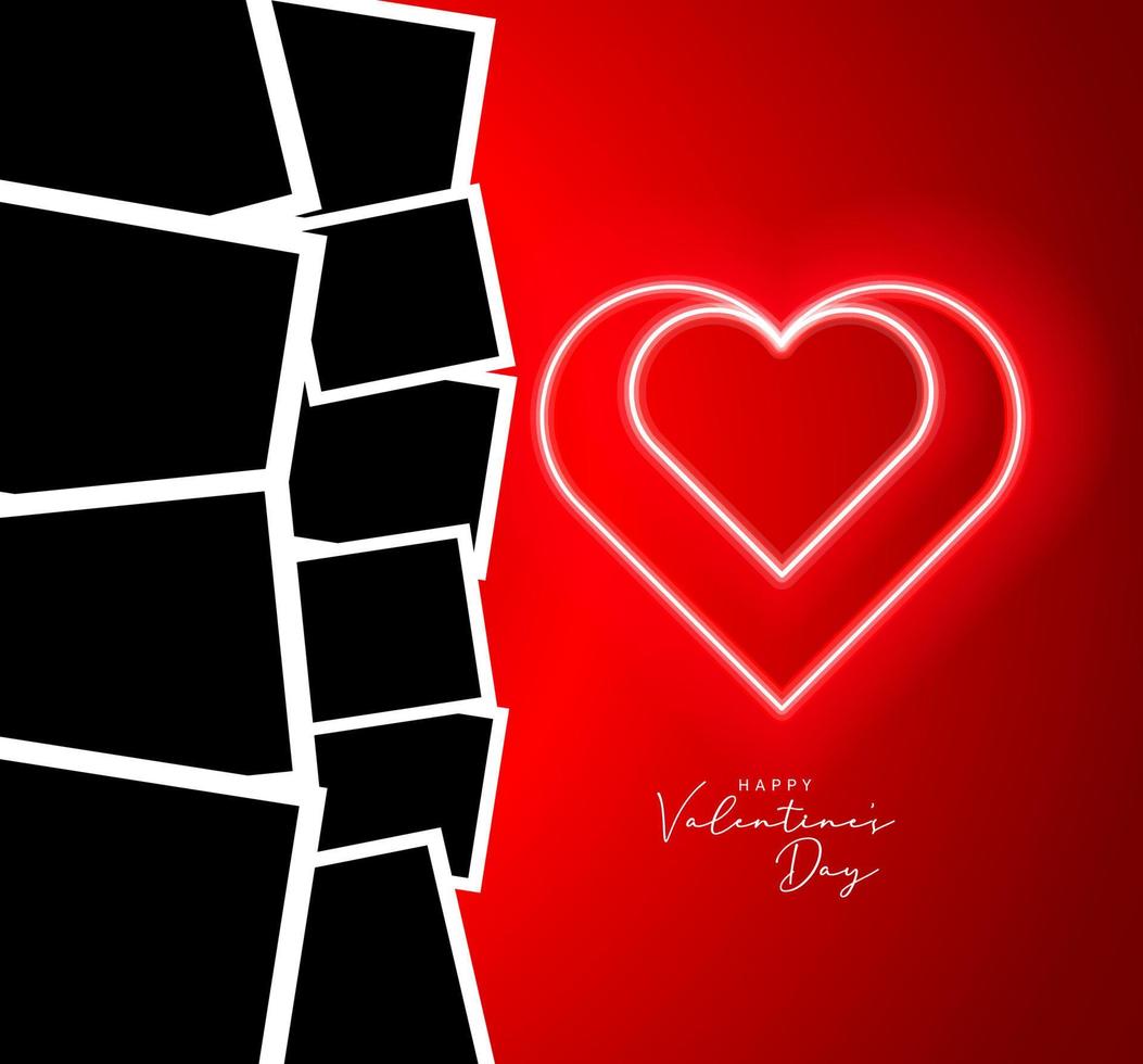 glücklicher valentinstag fertige moderne designvorlage. verschlungene Herzen. leerer fotoraum. Valentinstag-Collage am 14. Februar. vektor
