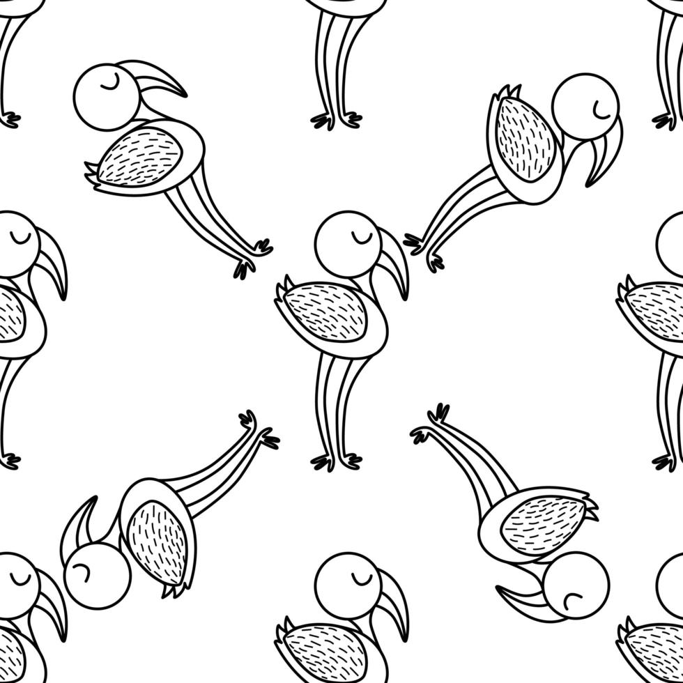 flamingo fågel ikon i doodle stil. vektor