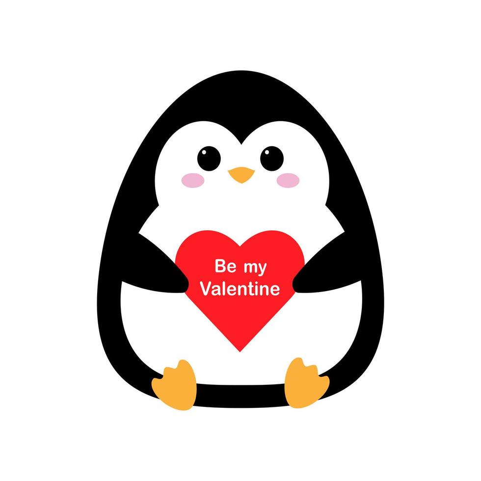 söt pingvin med en hjärta och de inskrift vara min valentine vektor