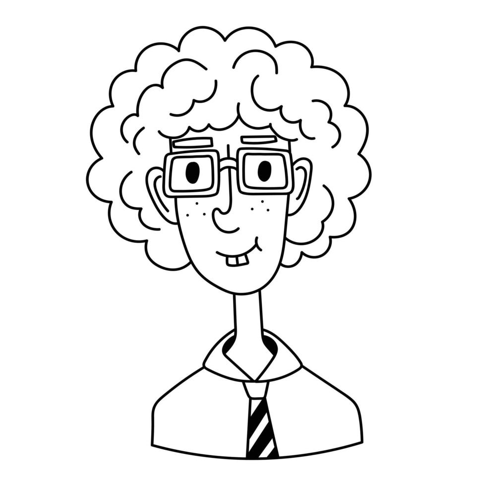 Schwarz-Weiß-Doodle-Cliparts. ein einfaches Porträt eines Mannes. leicht zu ändern farbe. vektor