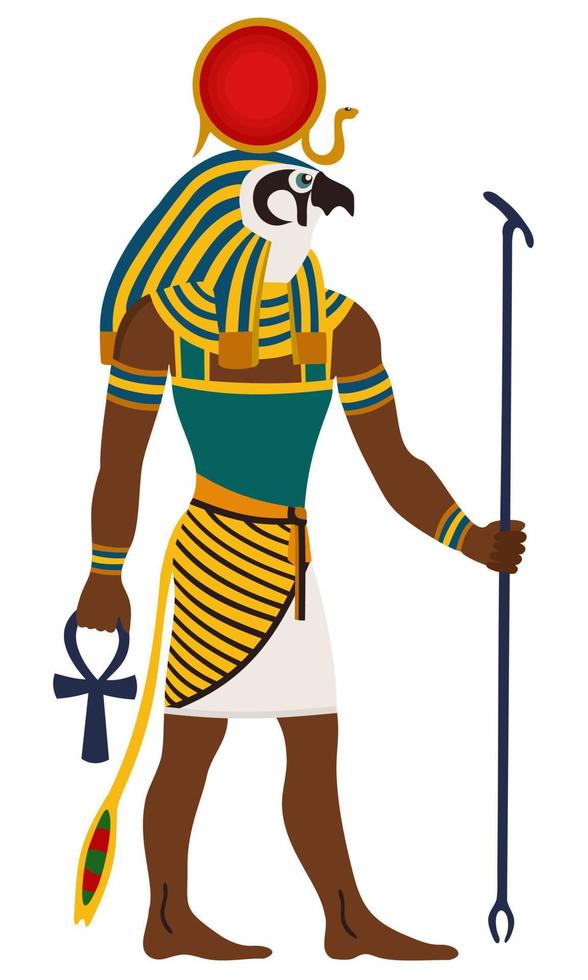 antikes Ägypten. ra, Gott der Sonne. Mann mit Falkenkopf. Vektor-Illustration. vektor