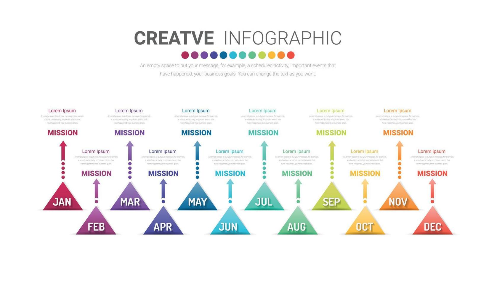 Jahresplaner, 12 Monate, 1 Jahr, Timeline-Infografik-Designvektor vektor