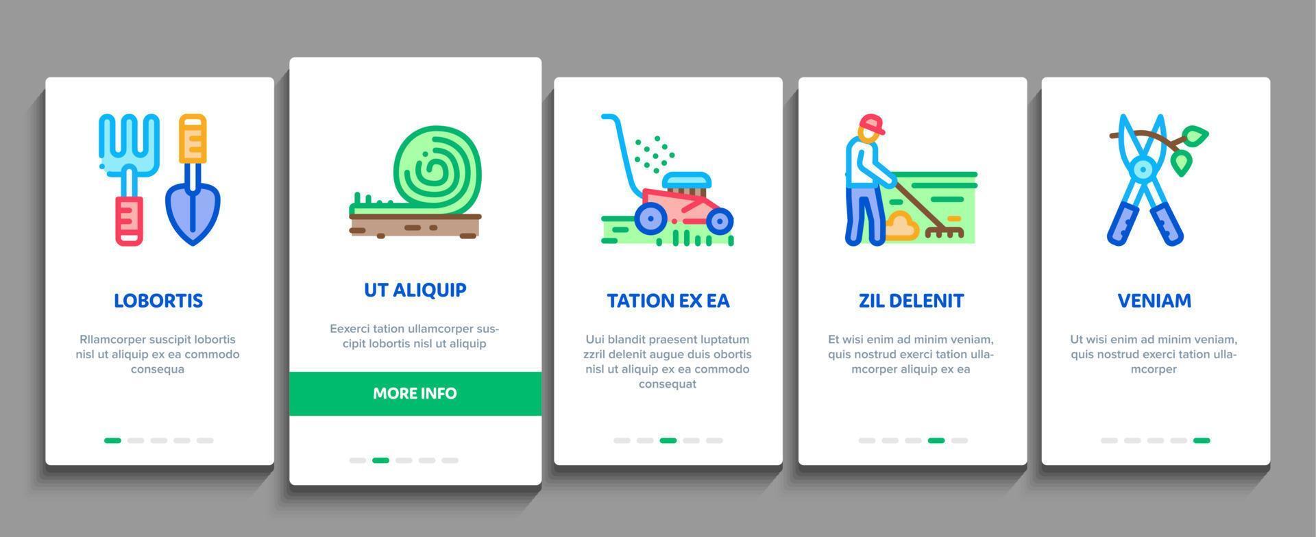 trädgårdsmästare instrument onboarding element ikoner uppsättning vektor
