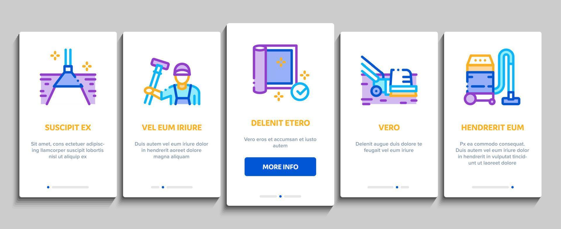 teppichreinigung waschservice onboarding elemente symbole set vektor