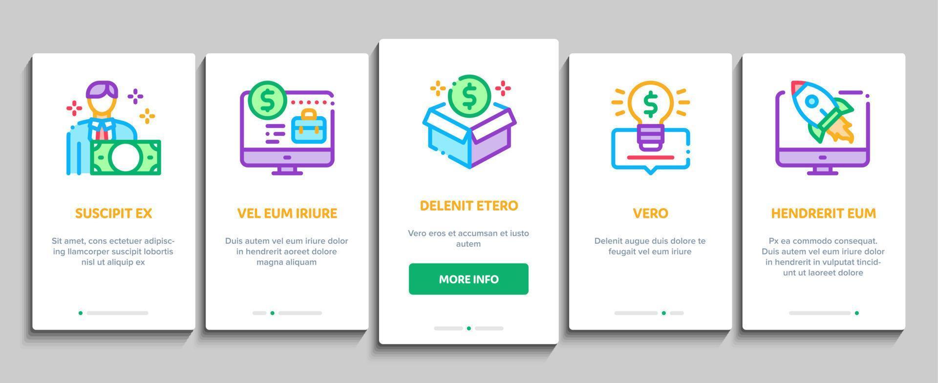 crowdfunding företag onboarding element ikoner uppsättning vektor