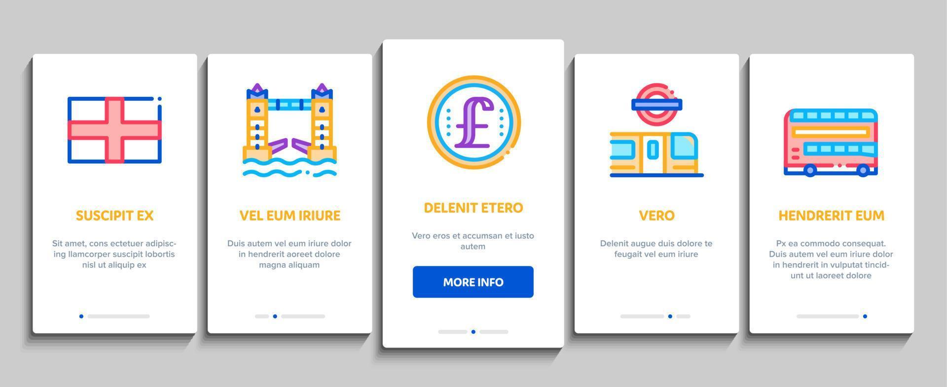 england großbritannien onboarding elemente symbole set vektor