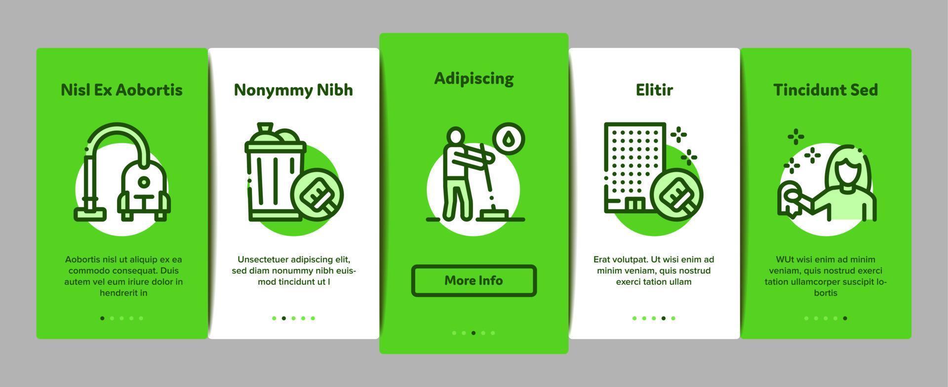 reinigungsservice-tool onboarding elemente symbole gesetzt vektor