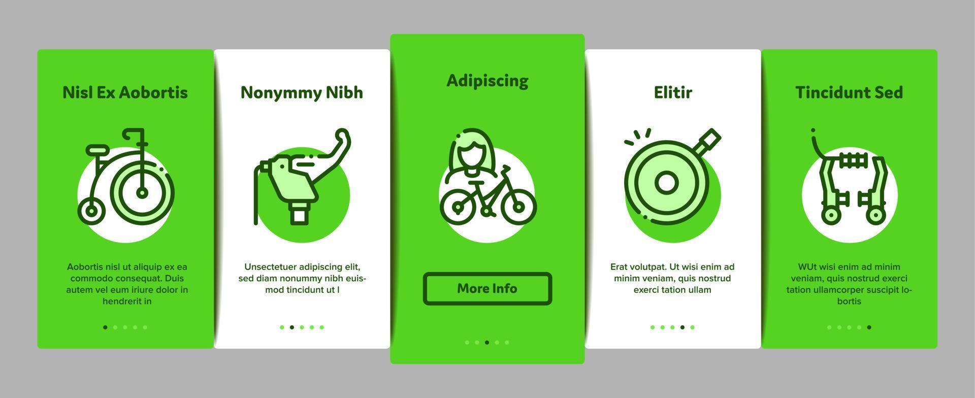 fahrrad fahrraddetails onboarding elemente symbole set vektor