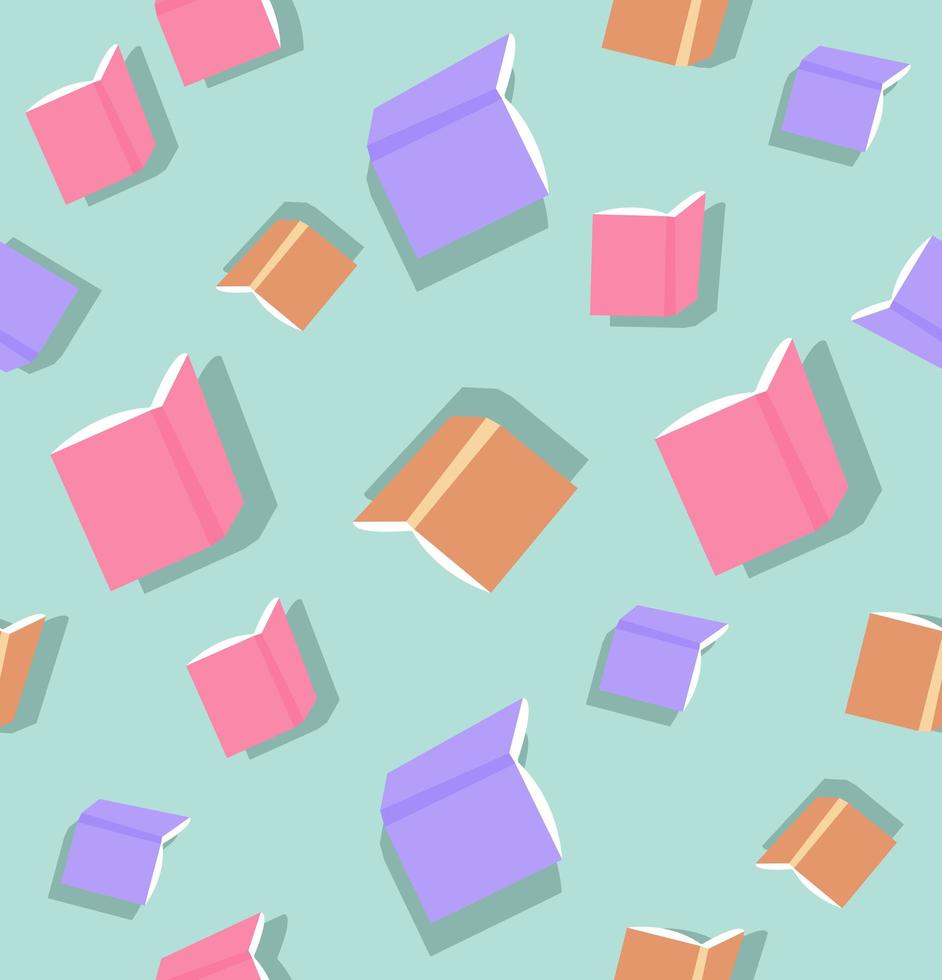 sömlösa mönster av färgglada böcker vektor