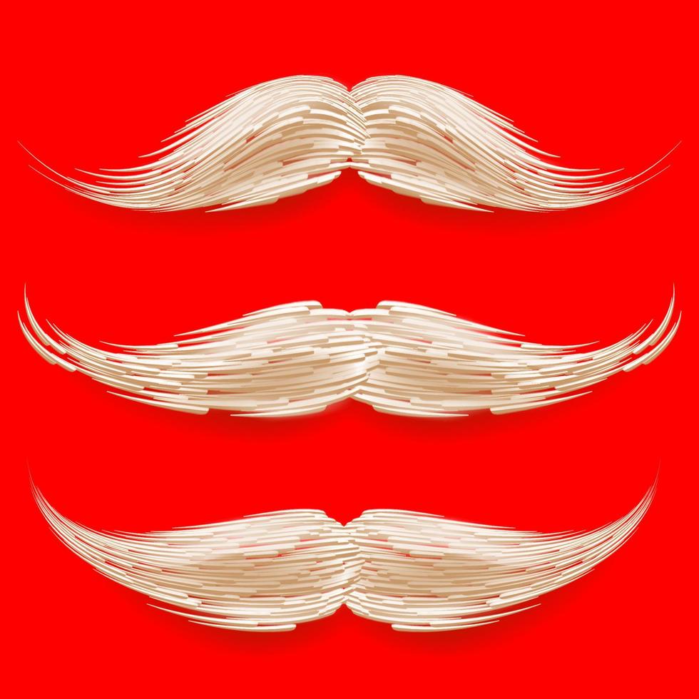 santa s mustasch vektor. jul realistisk vit mustasch. annorlunda typer. isolerat illustration vektor