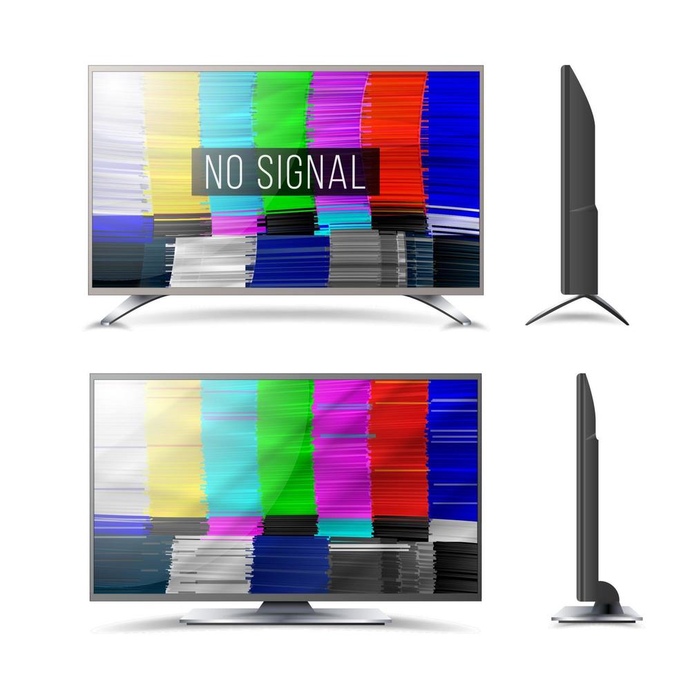 förvrängd tekniskt fel tv. digilal Nej signal. tekniskt fel konst visa statisk fel. vektor abstrakt bakgrund. introduktion och de slutet av de TV programmering. smpte Färg barer illustration.