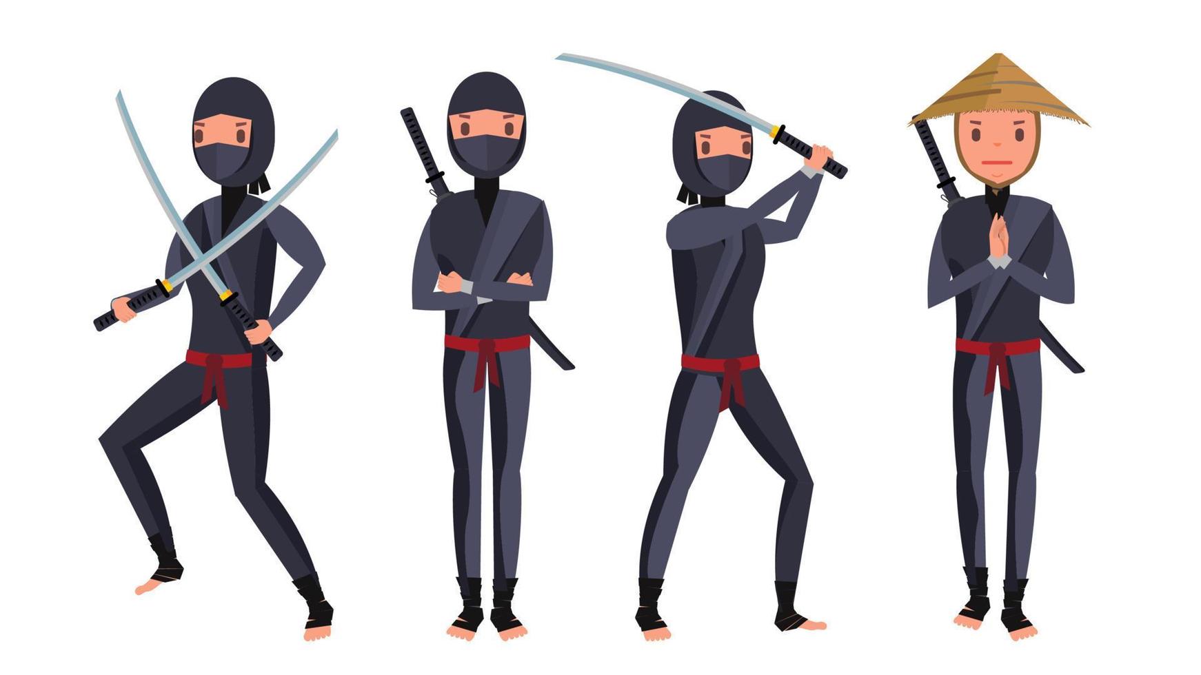 klassischer Ninja-Vektor. Krieger-Samurai in Maske. isolierte karikaturillustration vektor