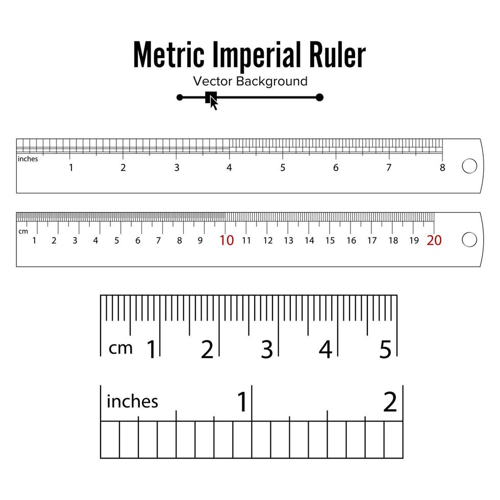 metrischer imperialer Herrschervektor vektor