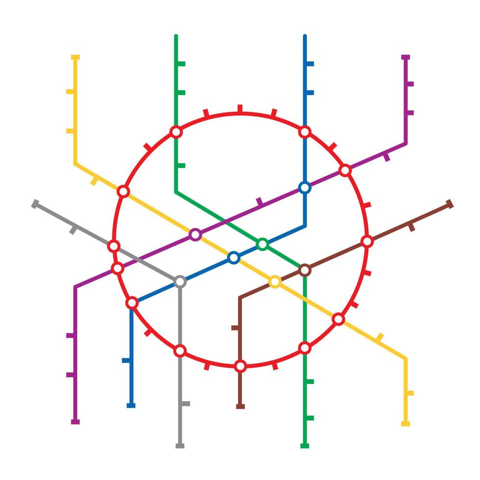 metro Karta vektor. tunnelbana Karta design mall. färgrik bakgrund med stationer vektor