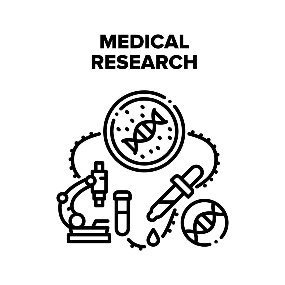 medicinsk forskning vektor svart illustrationer