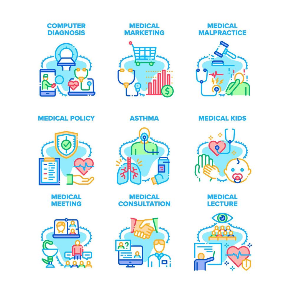 medicinsk möte uppsättning ikoner vektor illustrationer