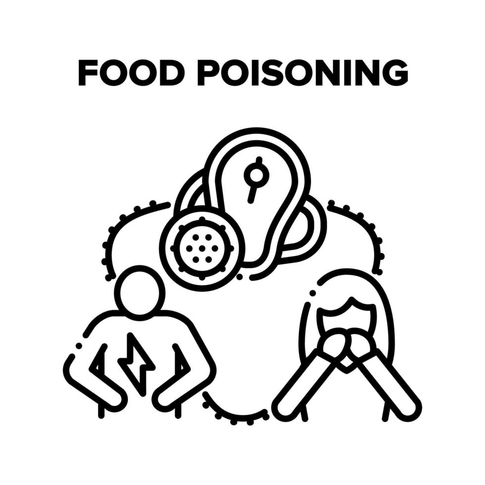 mat förgiftning vektor svart illustrationer