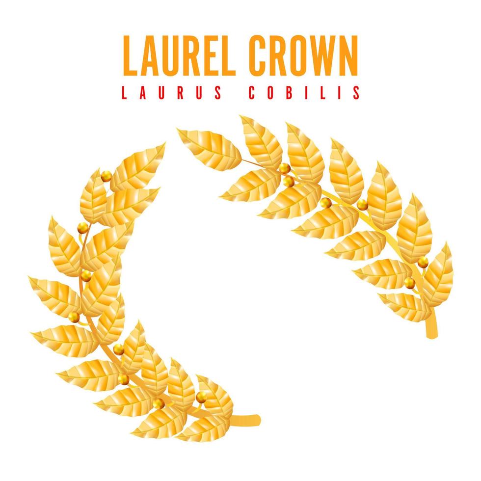 laurel krona. grekisk krans med gyllene löv. vektor illustration