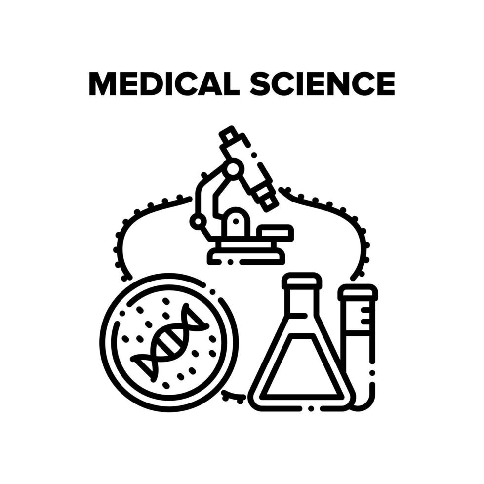 schwarze vektorillustration der medizinischen wissenschaft vektor